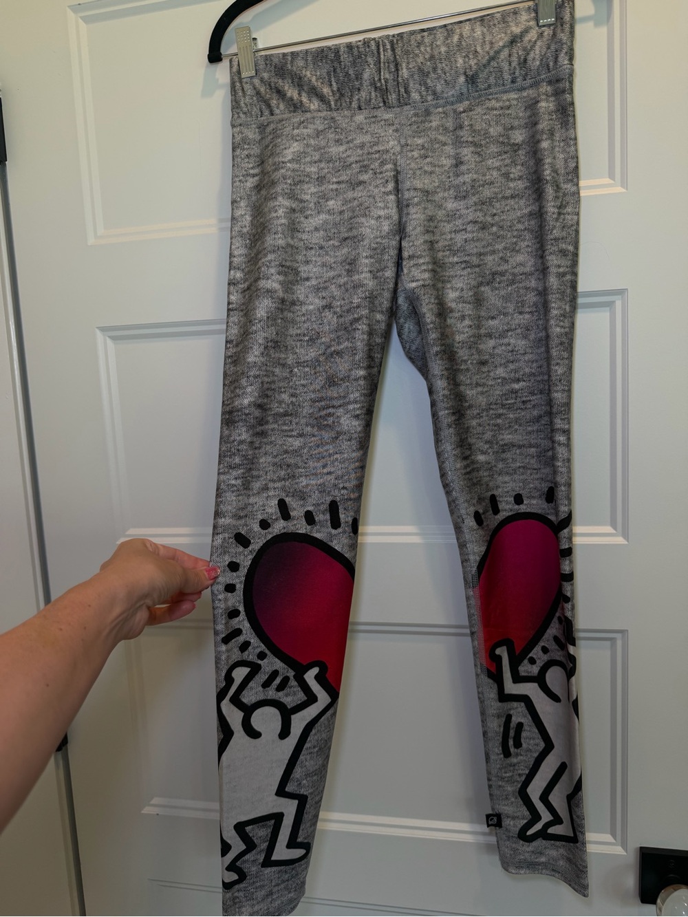 Terez Gray Leggings with Pink Heart Graphics
